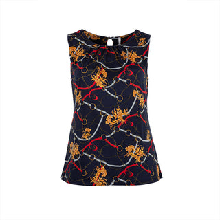 Cameron Chain Printed Sleeveless Blouse