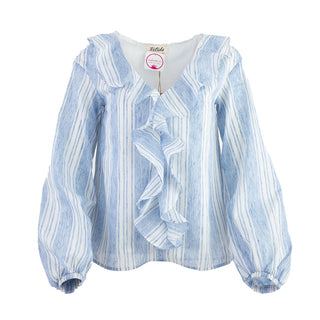 Georgina Lined Woven Blouse with Ruffle Detail