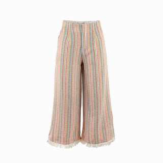 Tweed Frayed Hem Wide Leg Pants