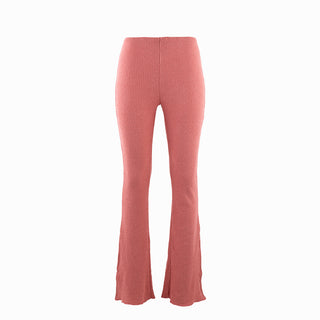 Ribbed Textured Flare Pants With Slits