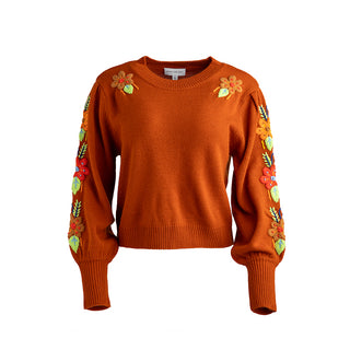 Embroidered Crew Neck Sweater