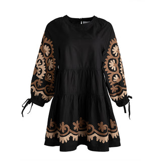 Embroidered Tiered Mini Dress